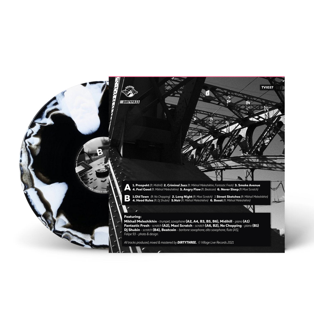 DIRTYTHREE - Street Sketches (Black & White Swirl Vinyl)