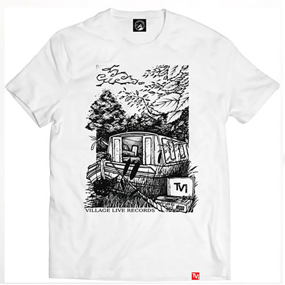 Narrow Boat T-Shirt (White) | Village Live x Dan Birkbeck