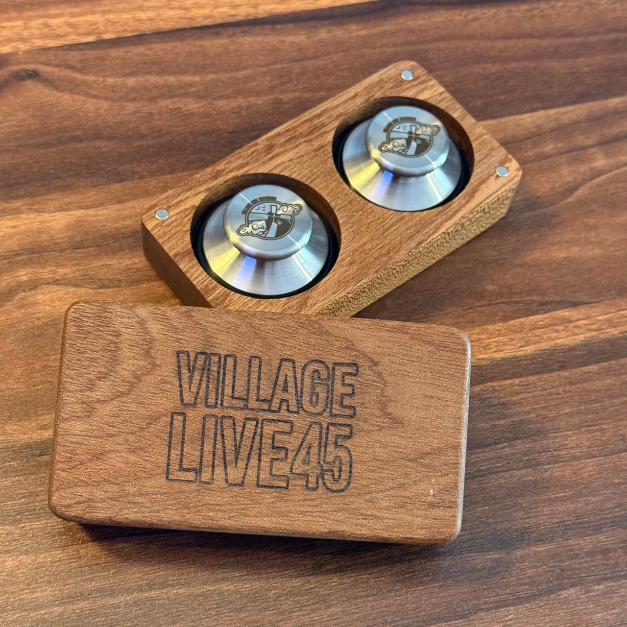 Village Live Records 45 Adapters + Wooden Case