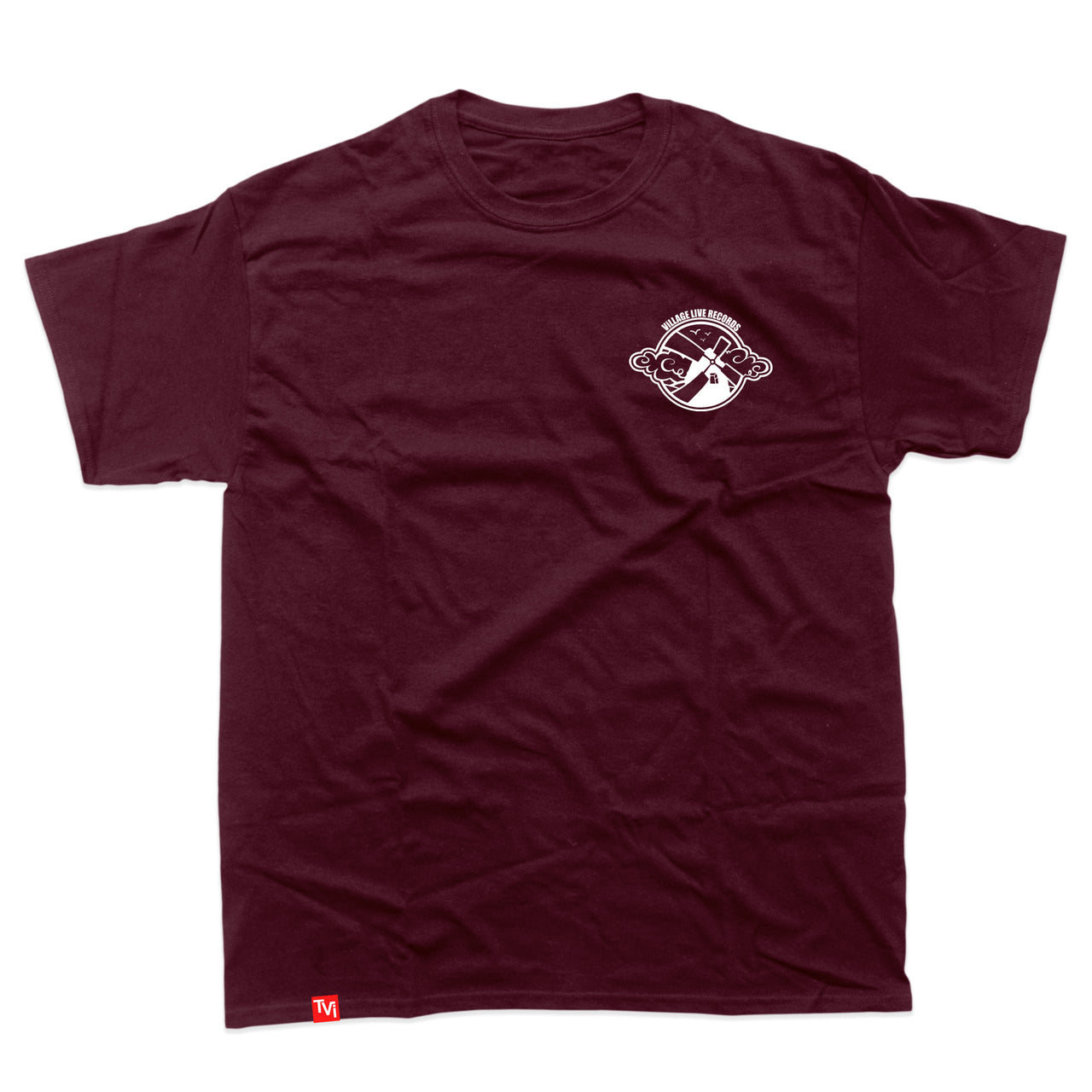 Village Live – Logo T-Shirt (Maroon) | Windmill Logo Tee