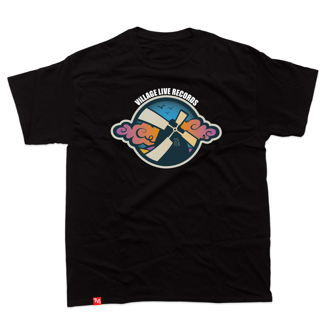 Village Live Records (Coloured Logo T-Shirt) (Black)